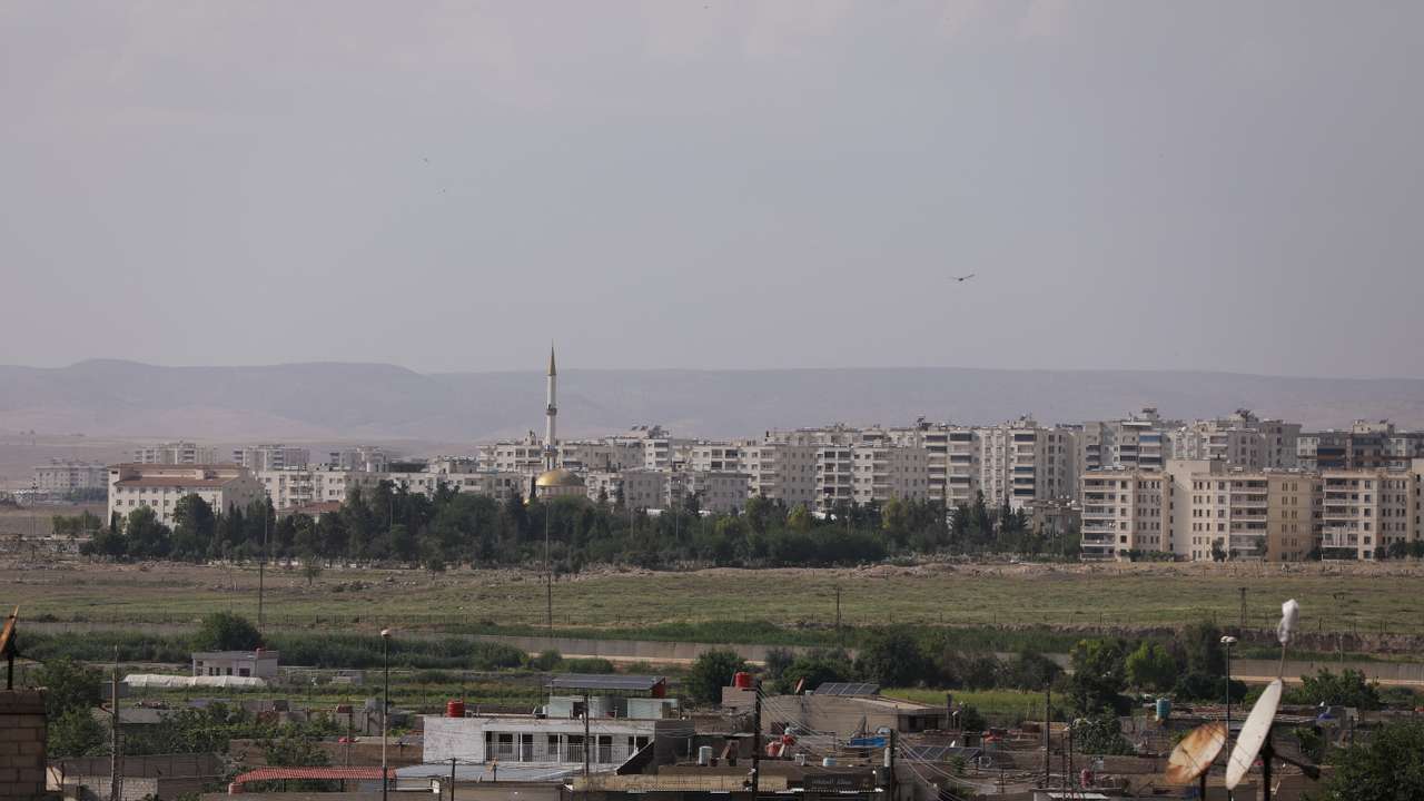 A view shows buildings in the Turkish city of Nusaybin, as seen from Qamishli