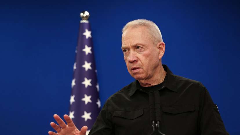 U.S. Secretary of Defense Austin and Israeli Defense Minister Gallant hold a joint press conference at Israel's Ministry of Defense, in Tel Aviv