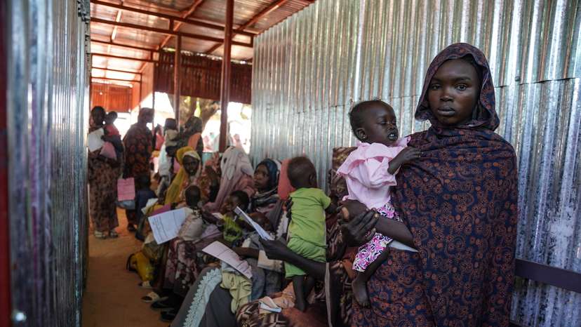 Handout photograph of a woman and baby at the Zamzam displacement camp in North Darfur