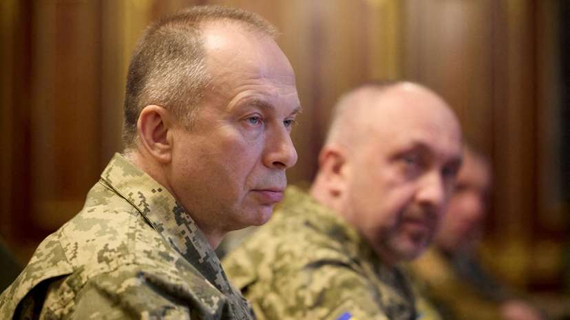 Commander in Chief of the Ukrainian Armed Forces Colonel General Oleksandr Syrskyi attends a meeting with Ukraine's President Volodymyr Zelenskiy