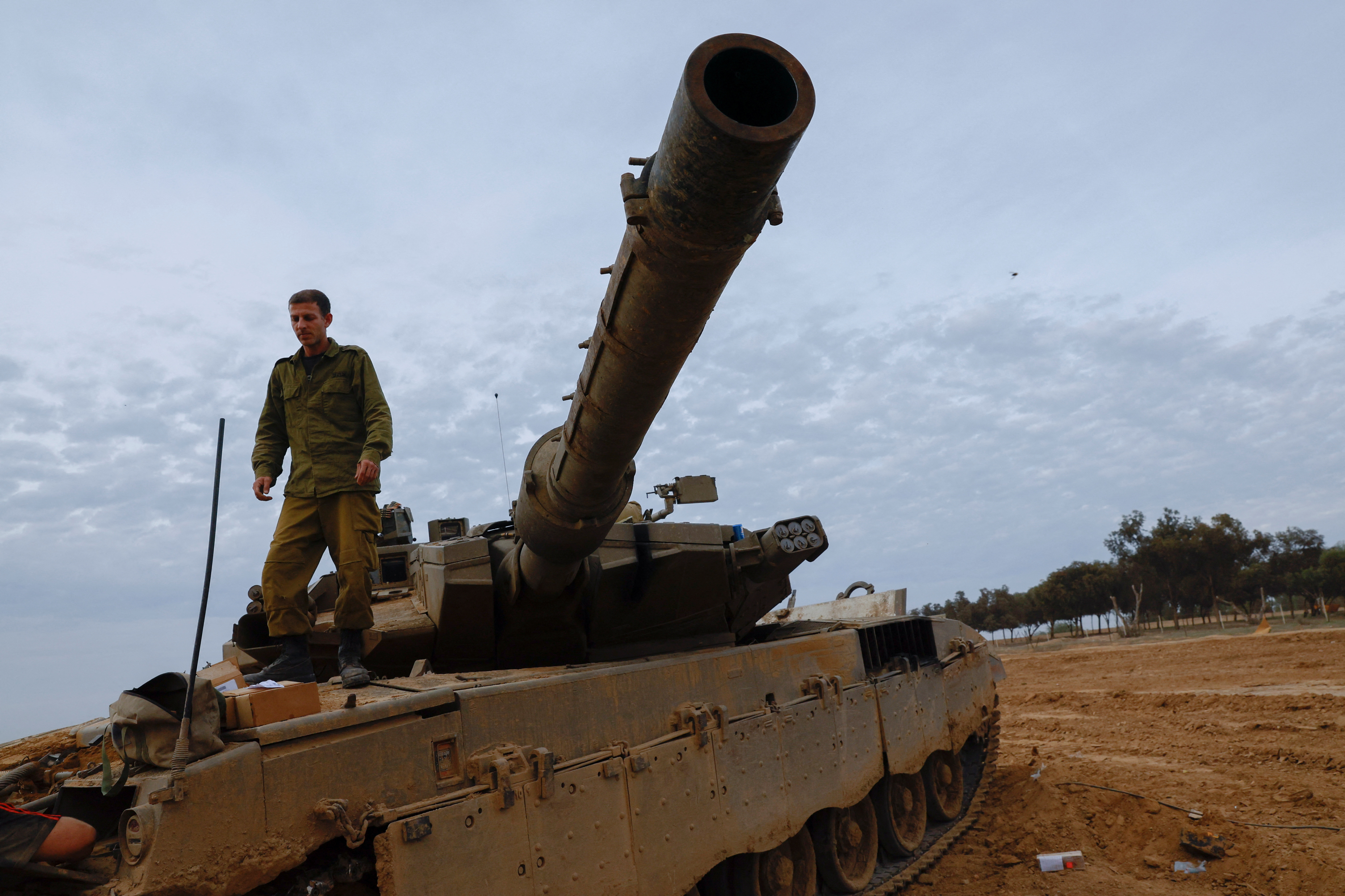 Merkava tanks near the Israel-Gaza border, during a temporary truce between Hamas and Israel