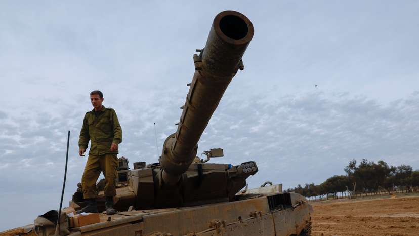 Merkava tanks near the Israel-Gaza border, during a temporary truce between Hamas and Israel
