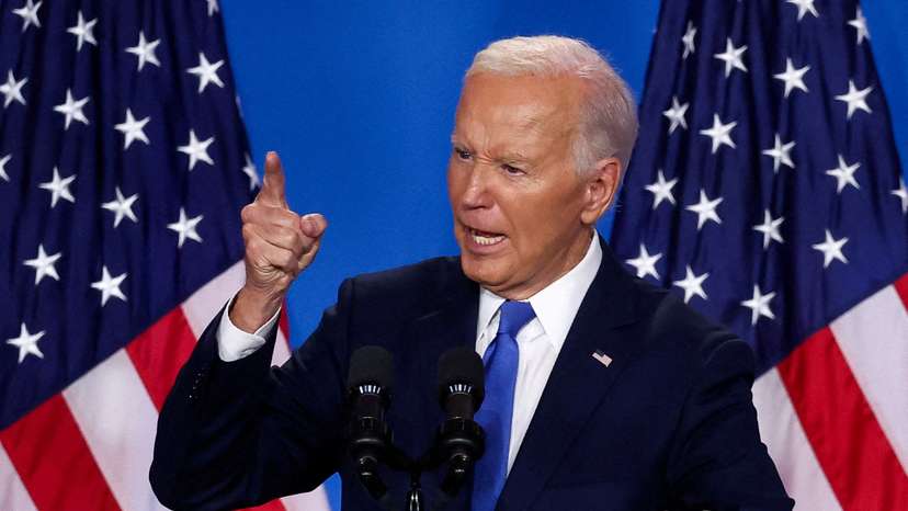 FILE PHOTO: U.S. President Joe Biden speaks at NATO's 75th anniversary summit, in Washington