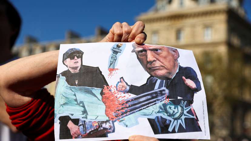 Anti-Trump 'Hands Off!' protest, in Paris