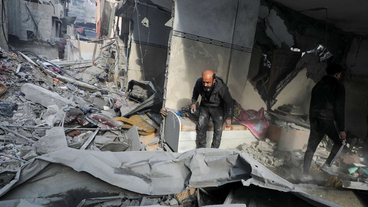 Aftermath of an Israeli strike on a house in Gaza City