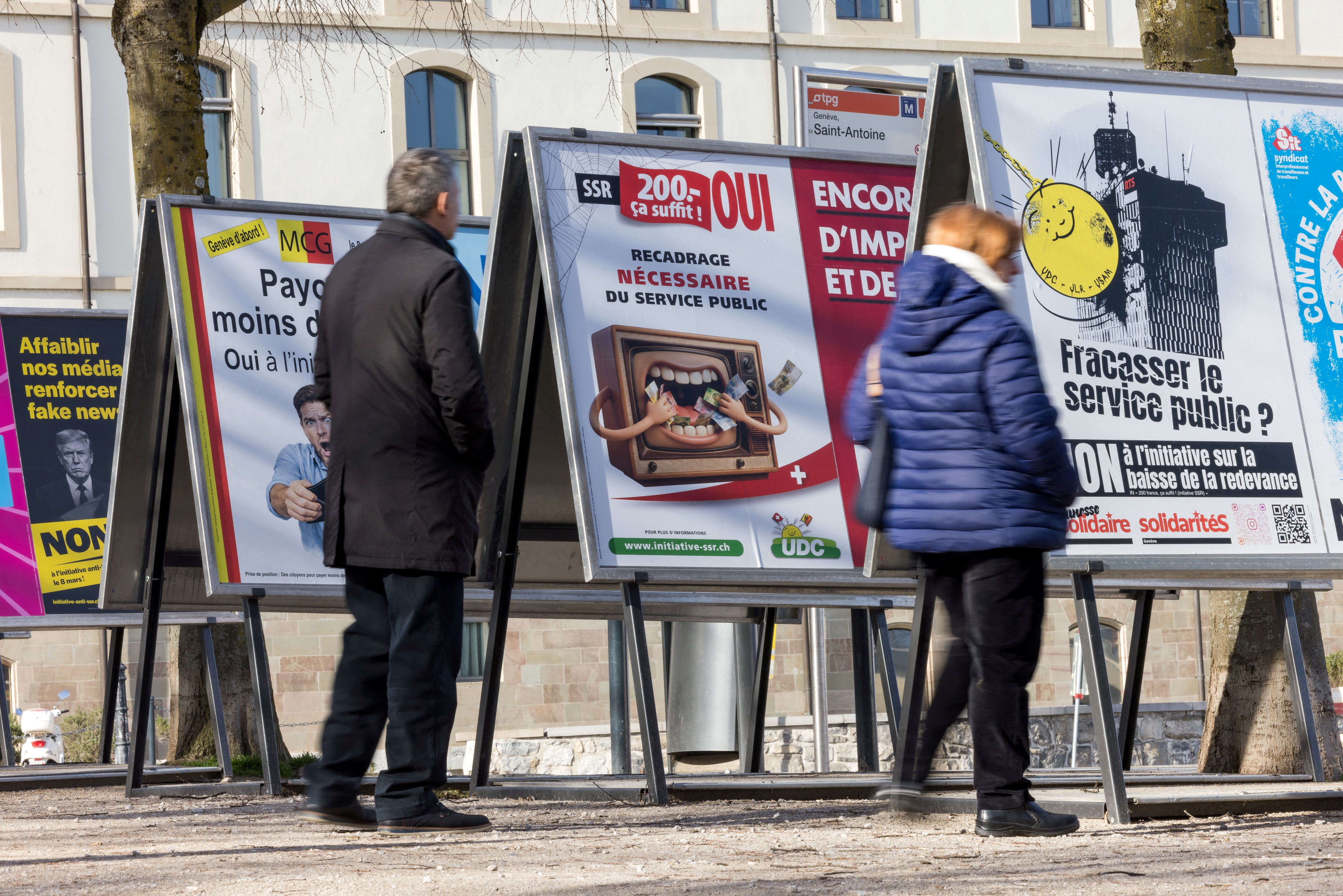 FILE PHOTO: Swiss radio and television votations poster campaign