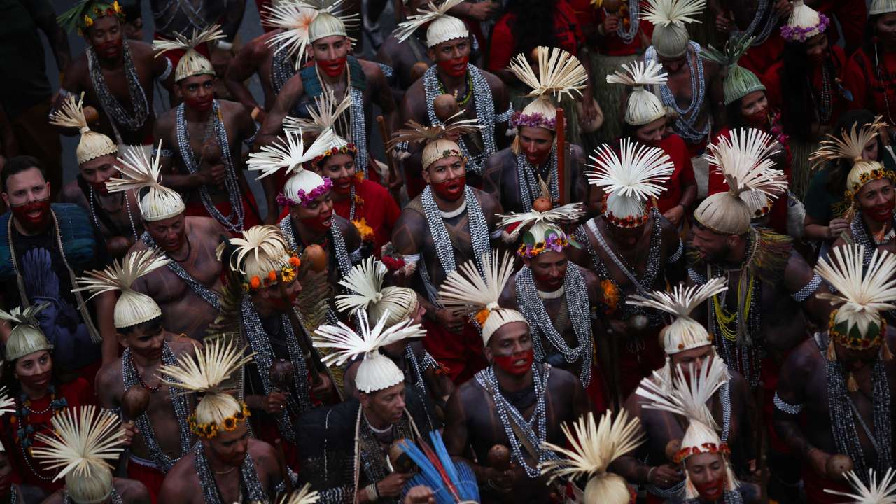 Indigenous people take part in the Terra Livre (Free Land) protest camp, in Brasilia