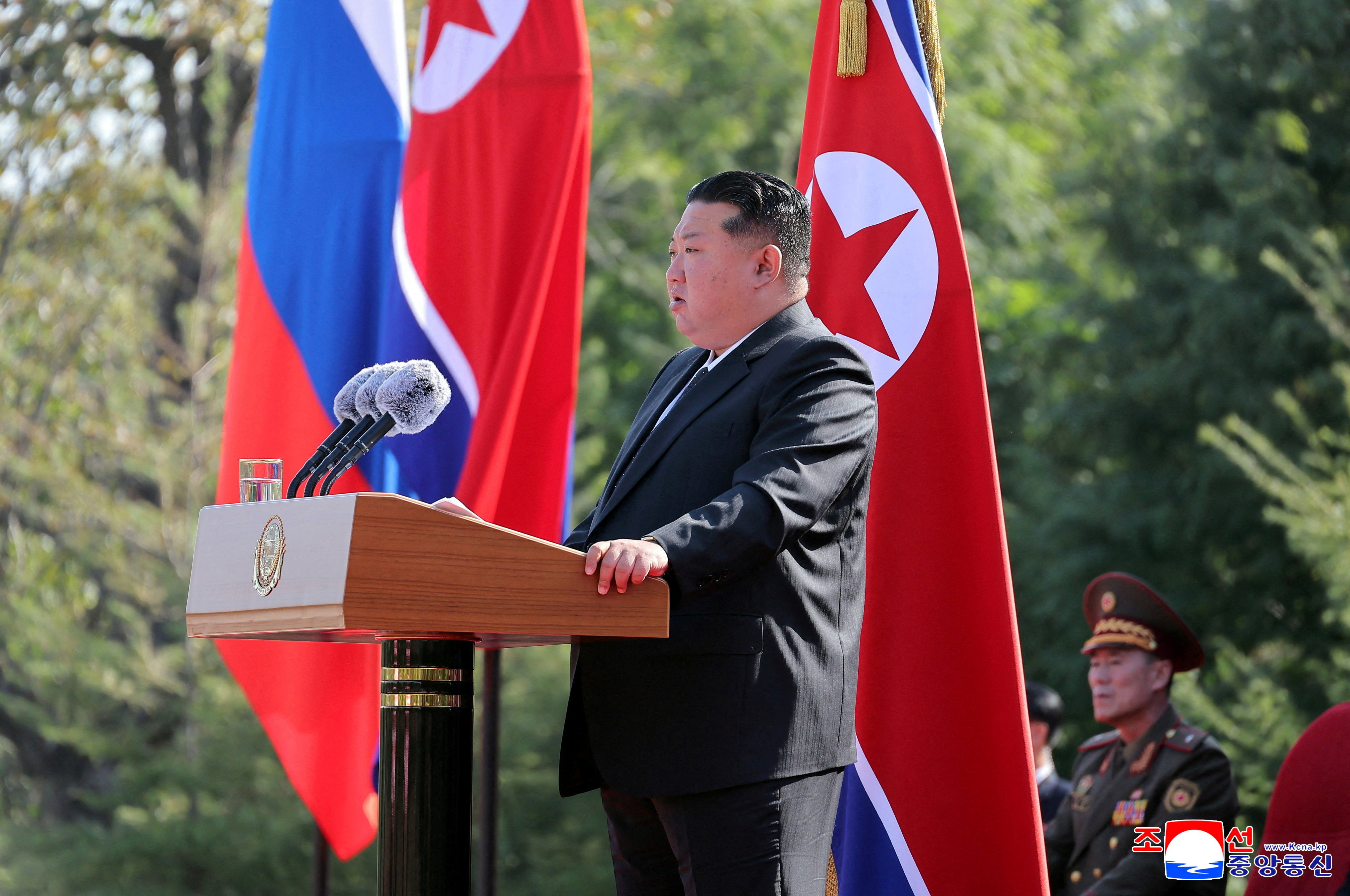 Groundbreaking ceremony for a memorial for North Korean soldiers who fought alongside Russian troops in Russia's Kursk region