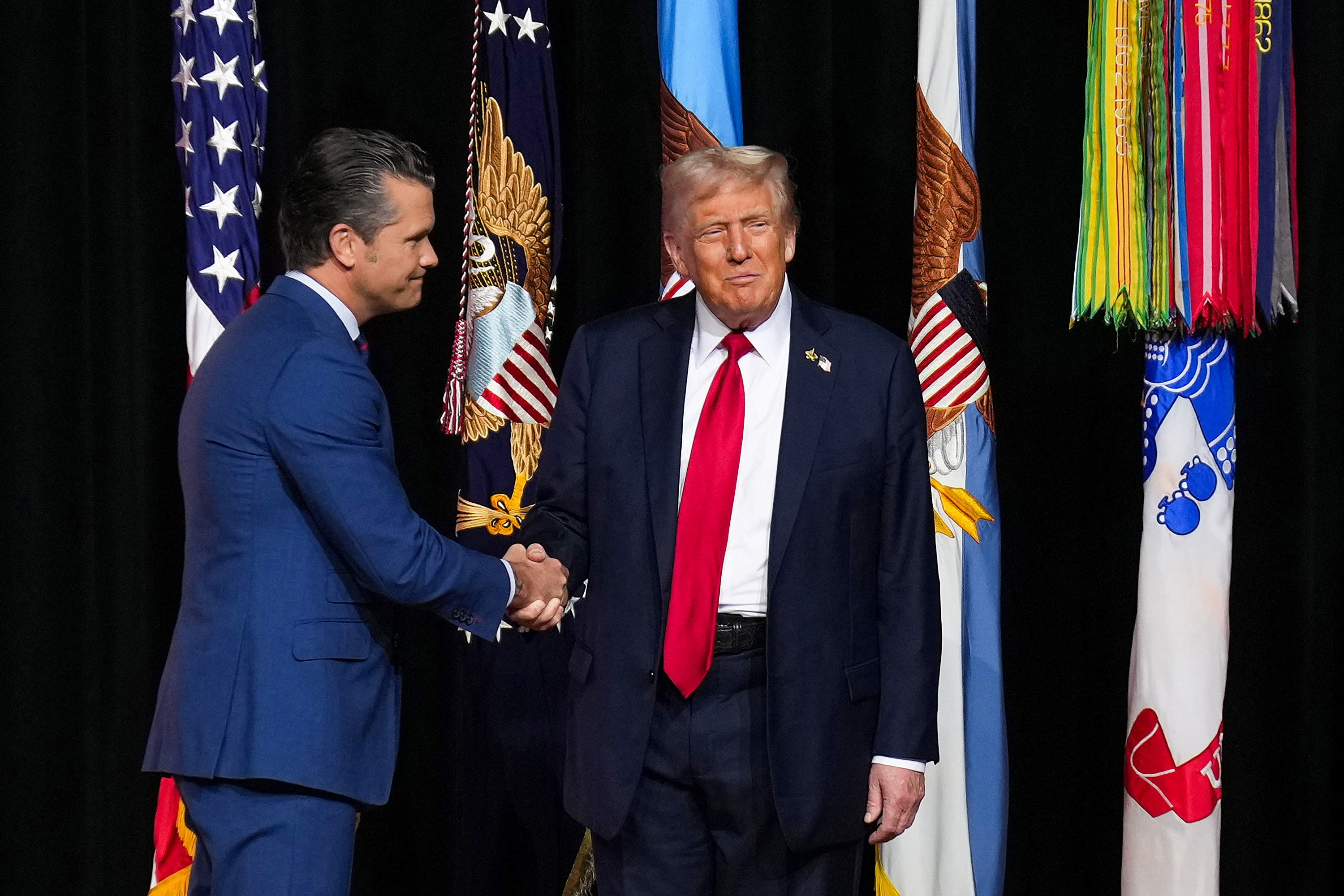 President Trump And Pete Hegseth Address U.S. Senior Military Leaders At Quantico