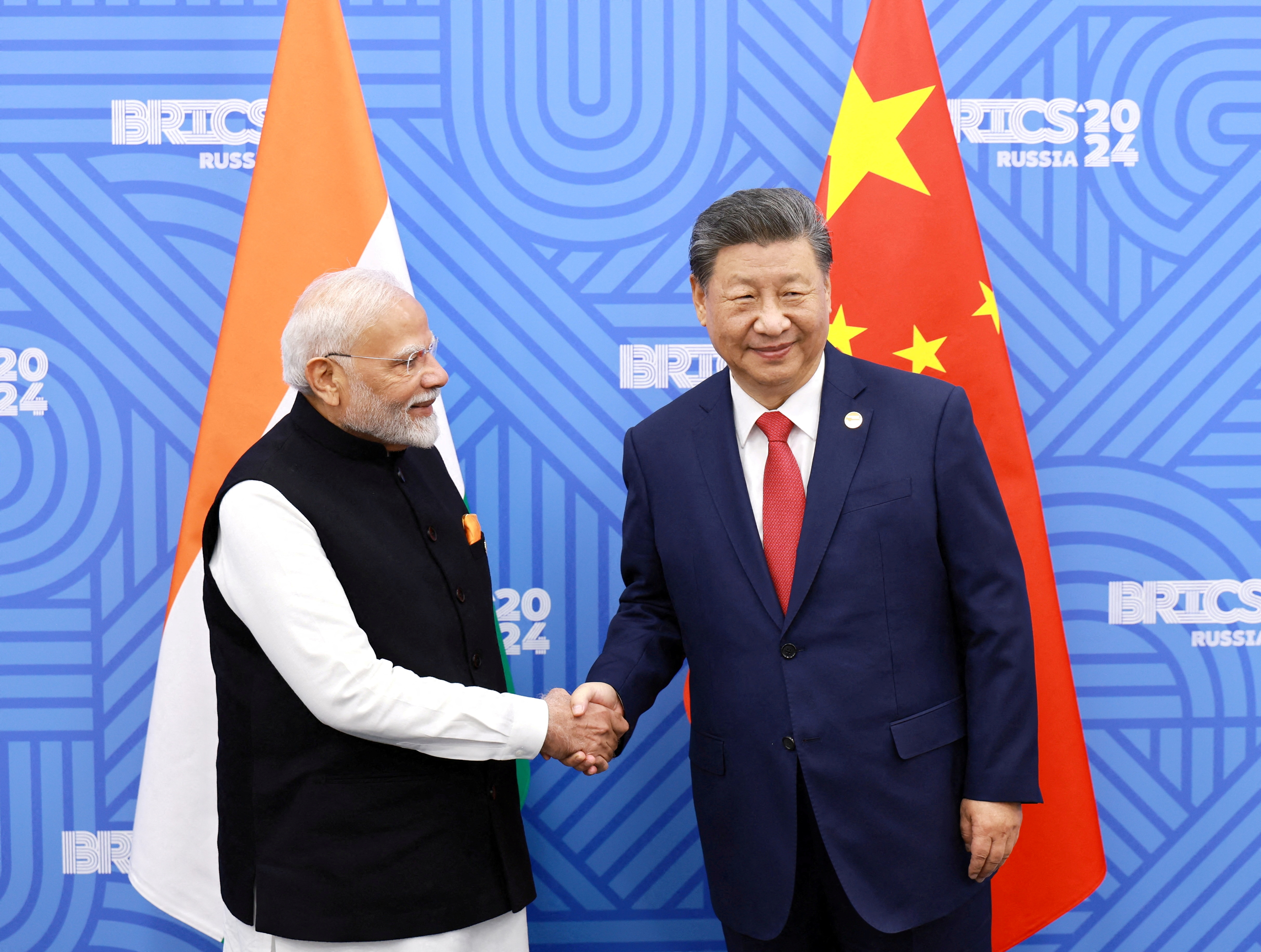 FILE PHOTO: Chinese President Xi and India Prime Minister Modi meet in Kazan