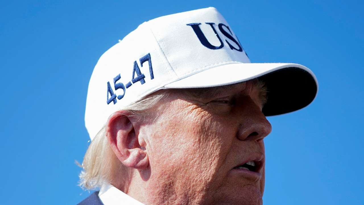 U.S. President Donald Trump boards Air Force One at Morristown Airport