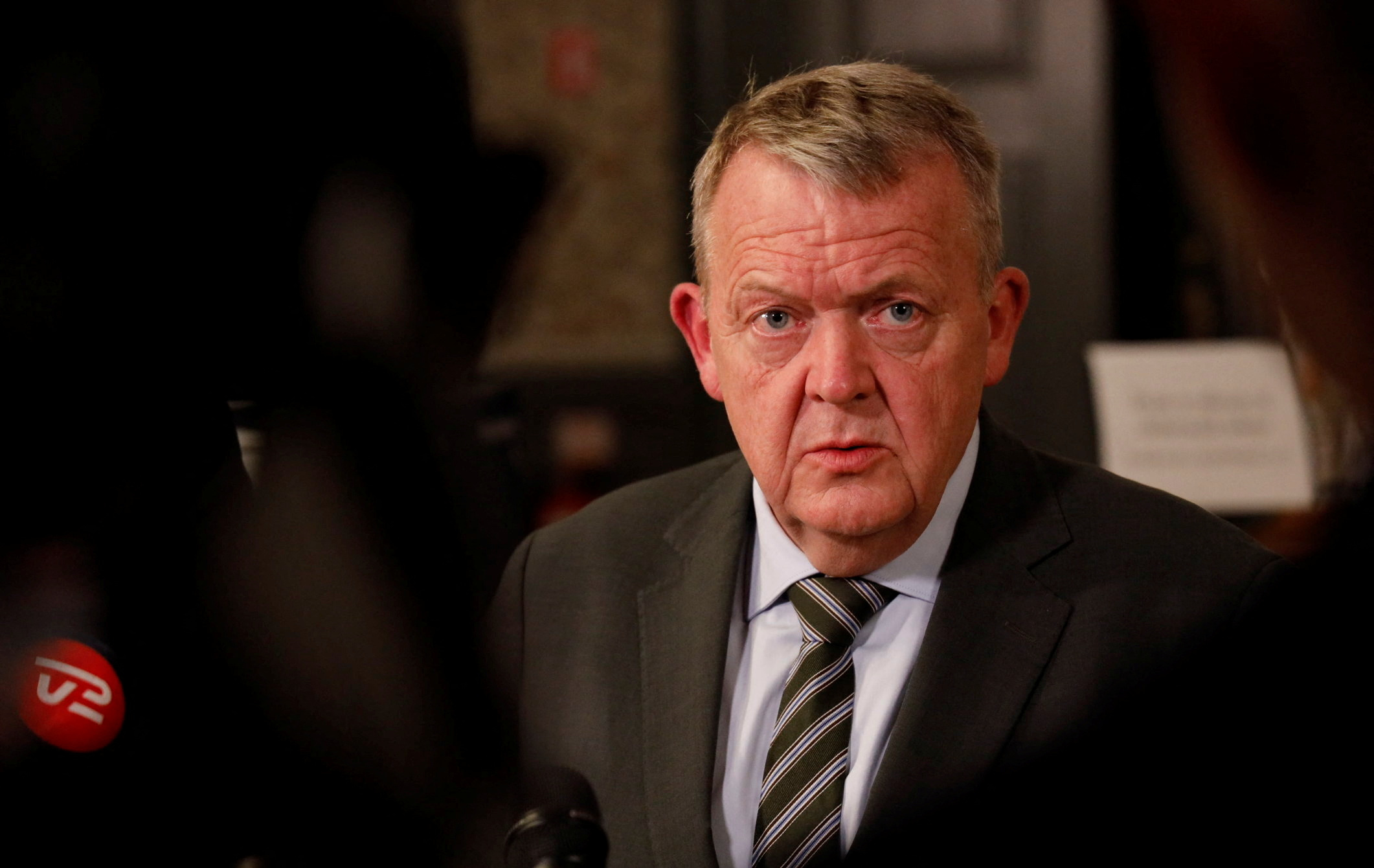 Danish Foreign Minister Lars Lokke Rasmussen addresses the media in Copenhagen