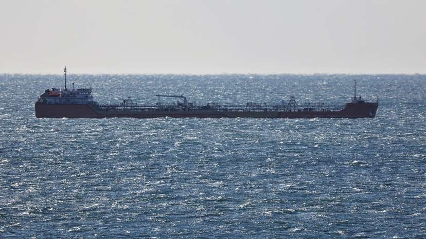 A crude oil tanker sails in Nakhodka Bay