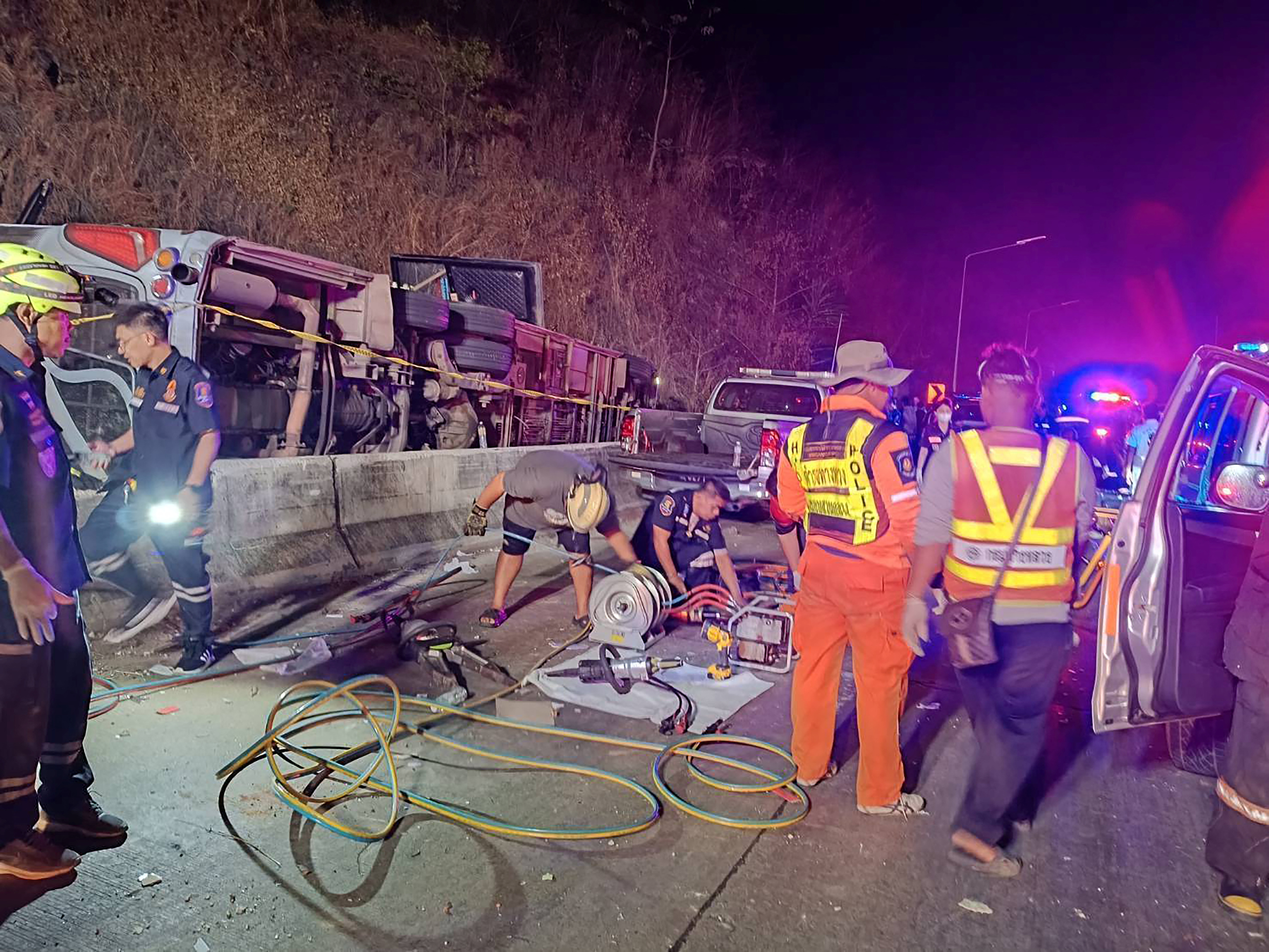 Deadly passenger bus accident in Prachinburi province