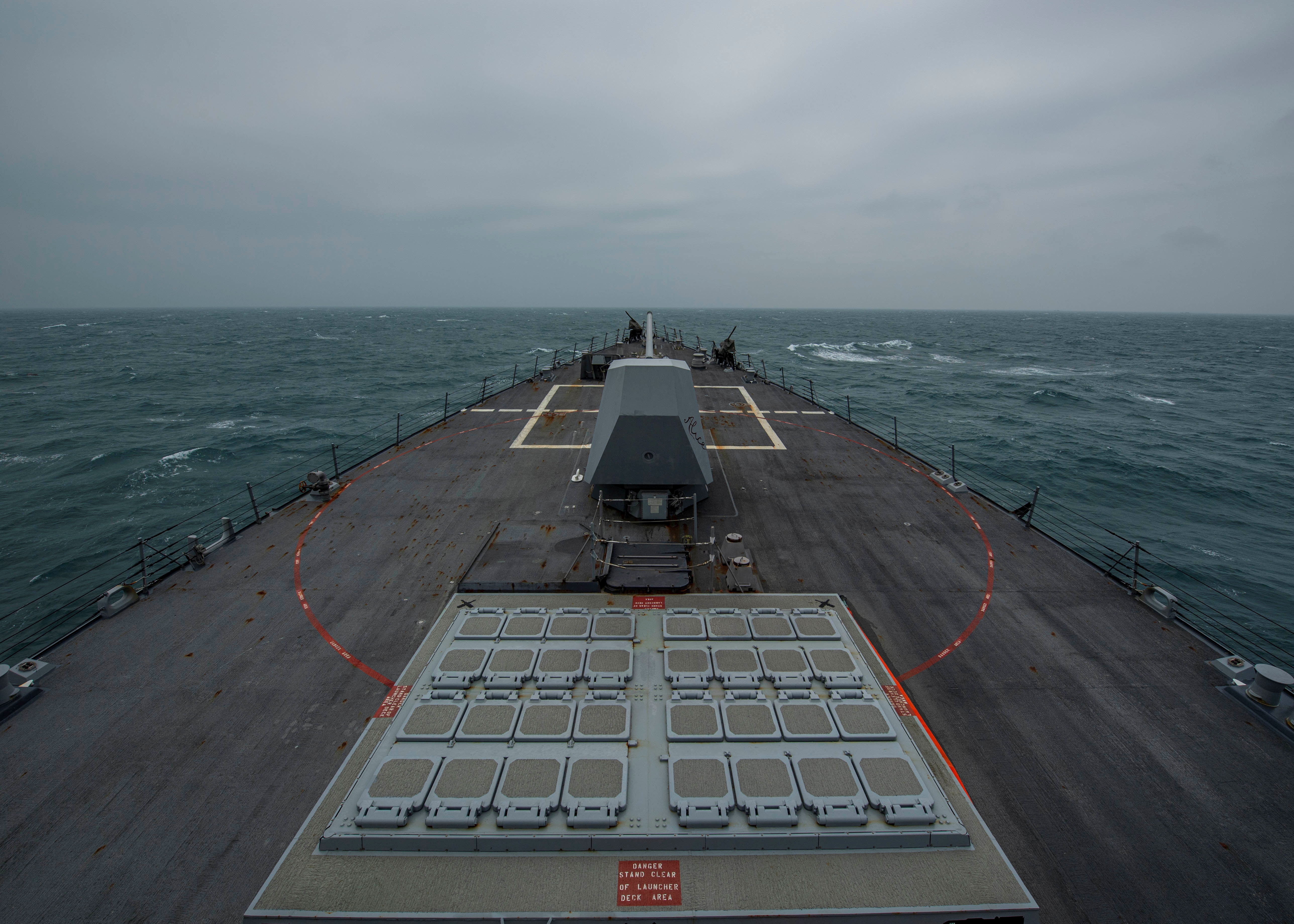 U.S. Navy USS John Finn (DDG 113) transits the Taiwan Strait