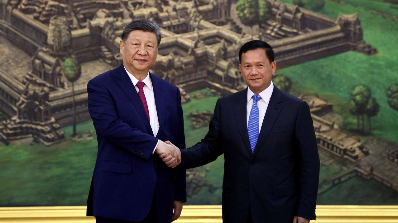 Chinese President Xi Jinping meets with Cambodia's Prime Minister Hun Manet in Phnom Penh