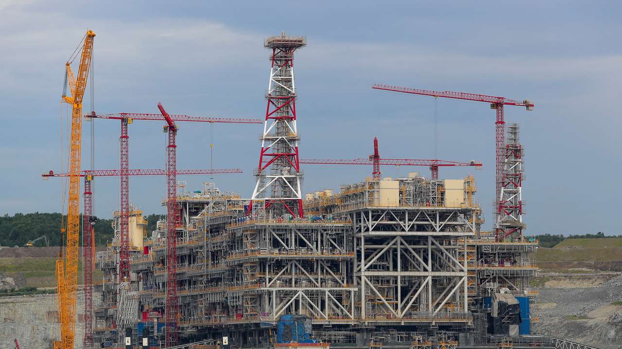 FILE PHOTO: A structure of Arctic LNG 2 joint venture is seen under construction near the settlement of Belokamenka, Murmansk region