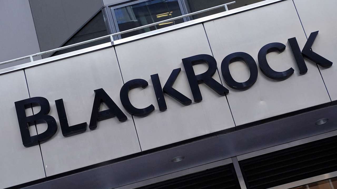 FILE PHOTO: The BlackRock logo is pictured in New York City