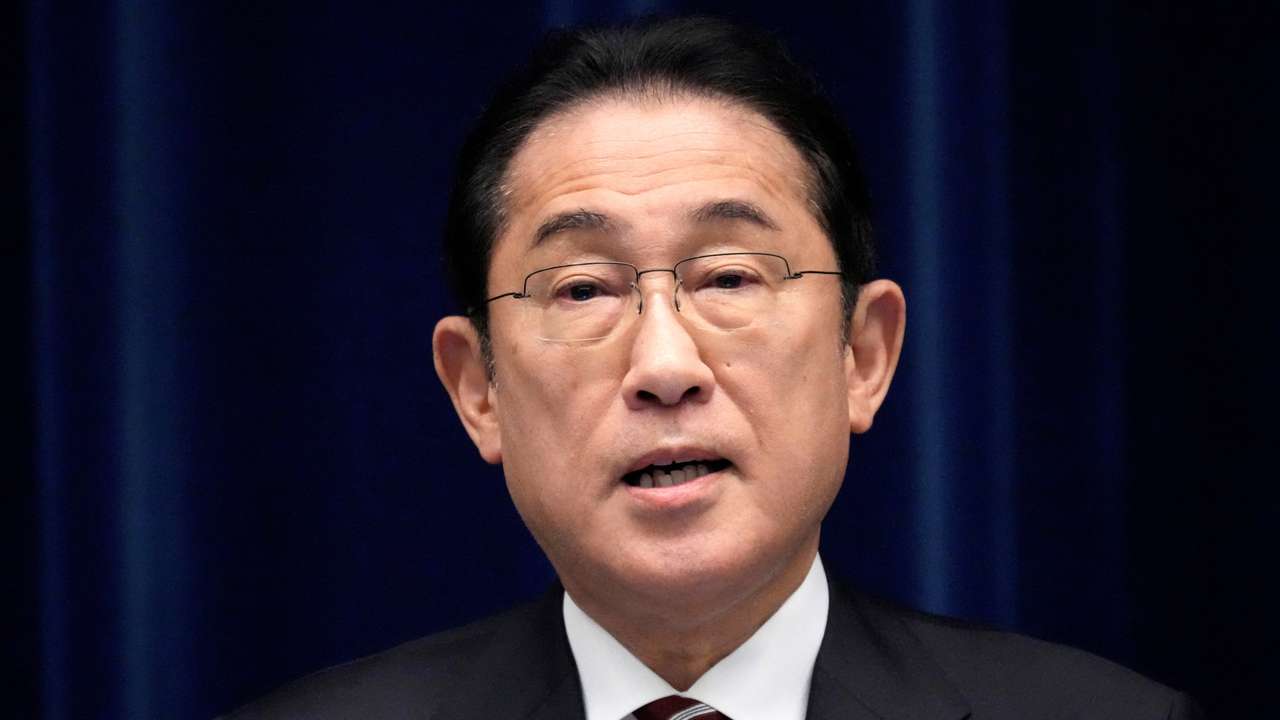 Japan's Prime Minister Fumio Kishida speaks at a press conference