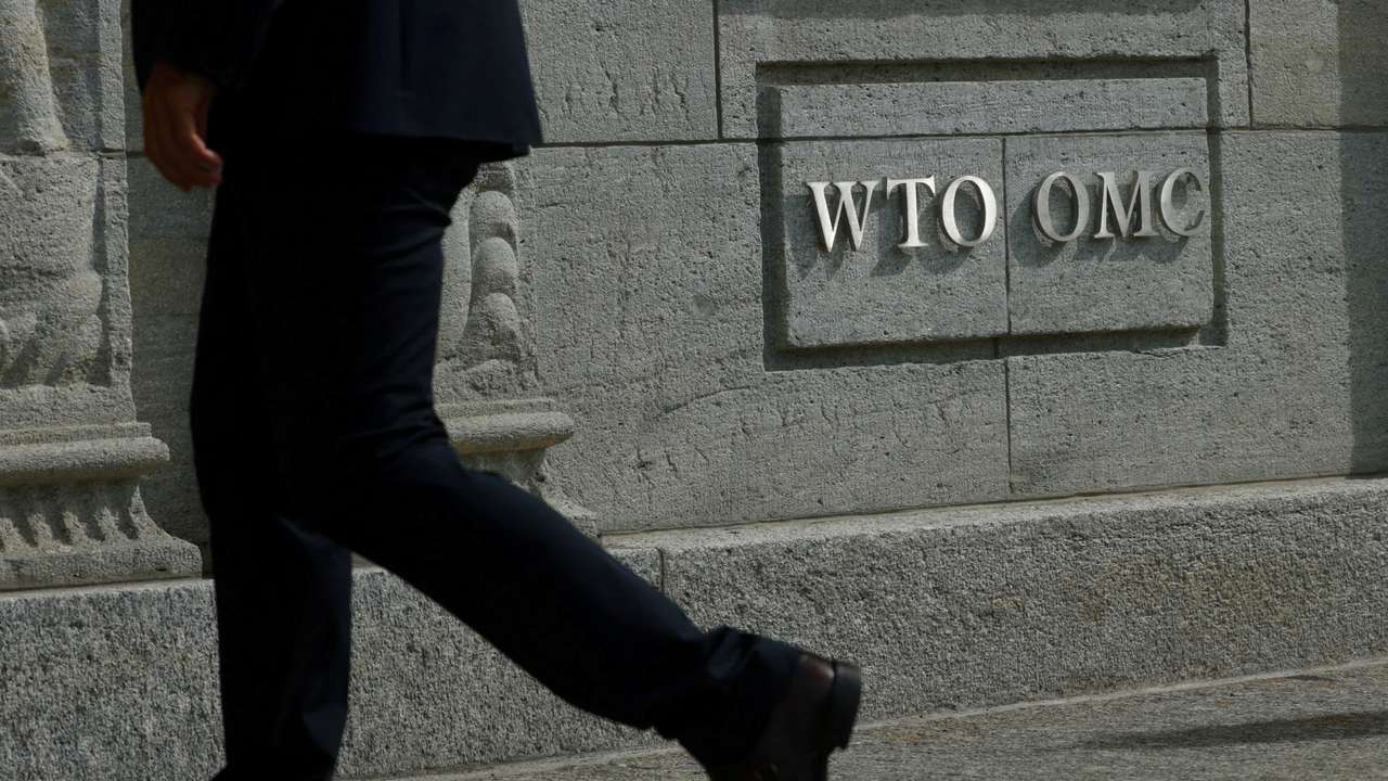 FILE PHOTO: A logo is pictured outside the World Trade Organization (WTO) in Geneva