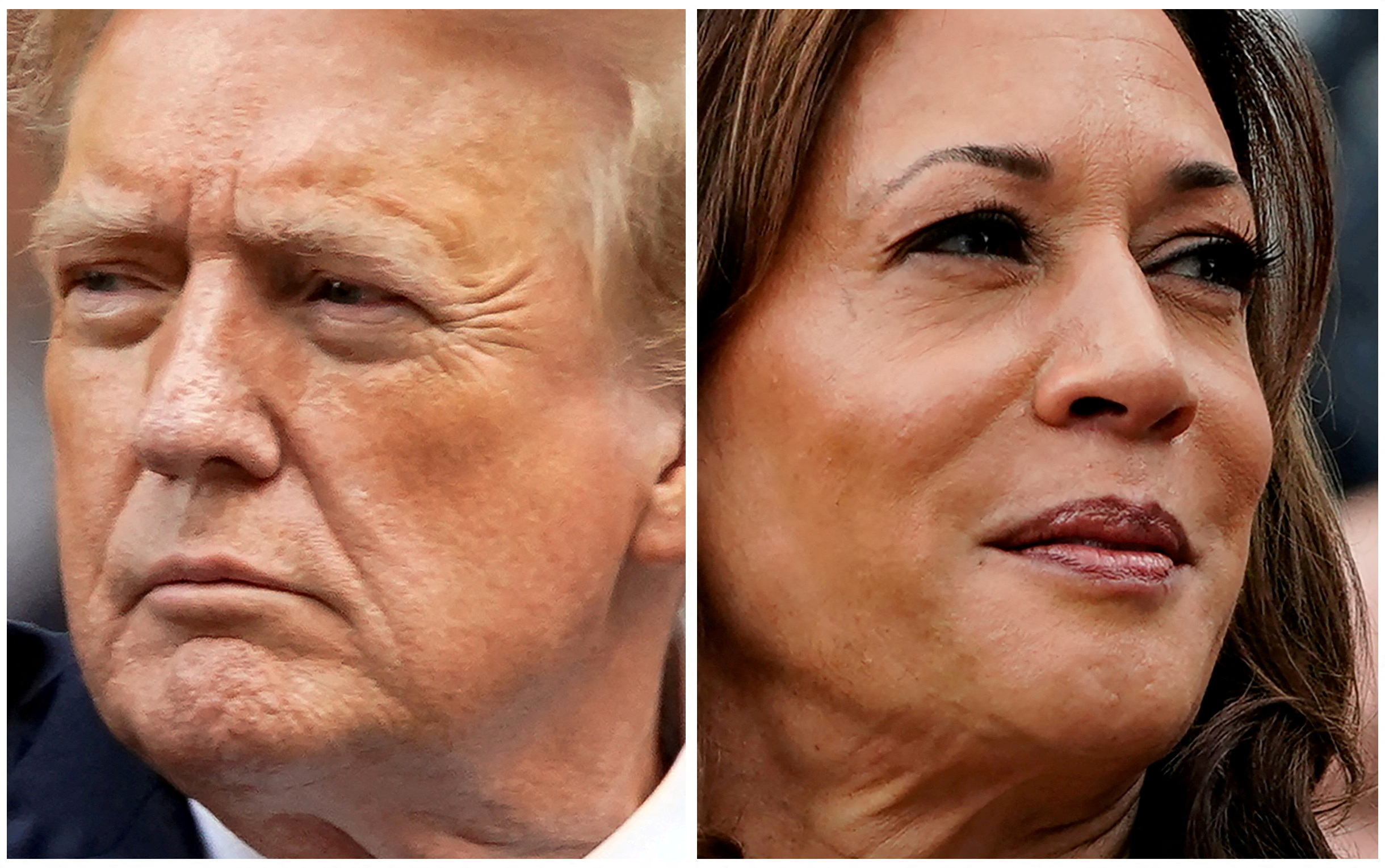 FILE PHOTO: FILE PHOTO: Former U.S. President Donald Trump and U.S. Vice President Kamala Harris in combo photograph
