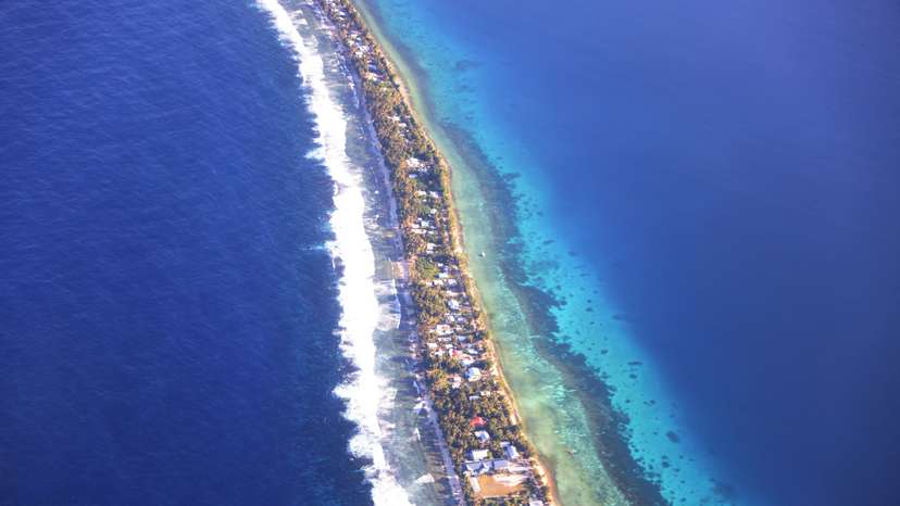 Aerial view of Funafuti, Tuvalu’s most populous island
