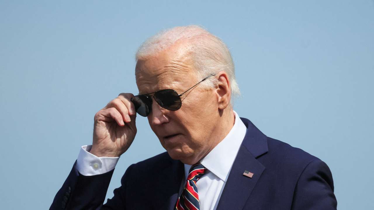 FILE PHOTO: U.S. President Joe Biden arrives at Boston Logan International Airport