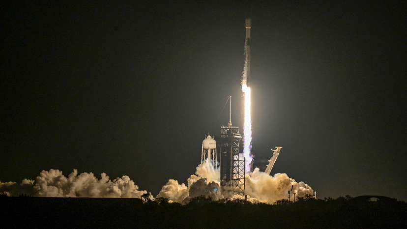 FILE PHOTO: A SpaceX Falcon 9 rocket lifts off from Launch Complex-39A carrying the Nova-C lunar lander from Kennedy Space Center