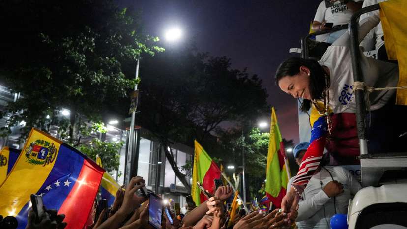 FILE PHOTO: Venezuela's opposition presidential candidate Edmundo Gonzalez and opposition leader Maria Corina Machado campaign in Caracas