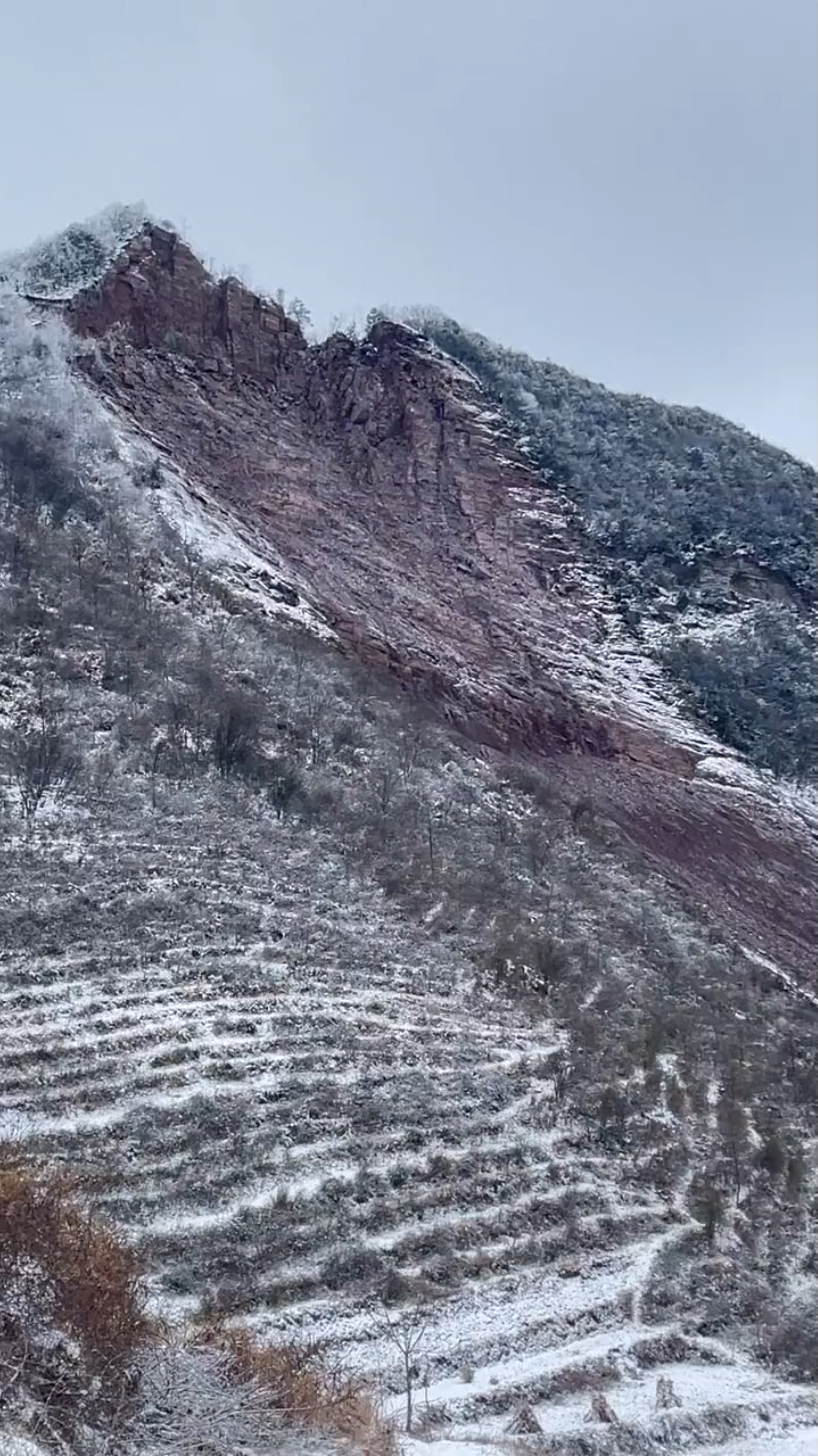 A view of a landslide in Liangshui Village