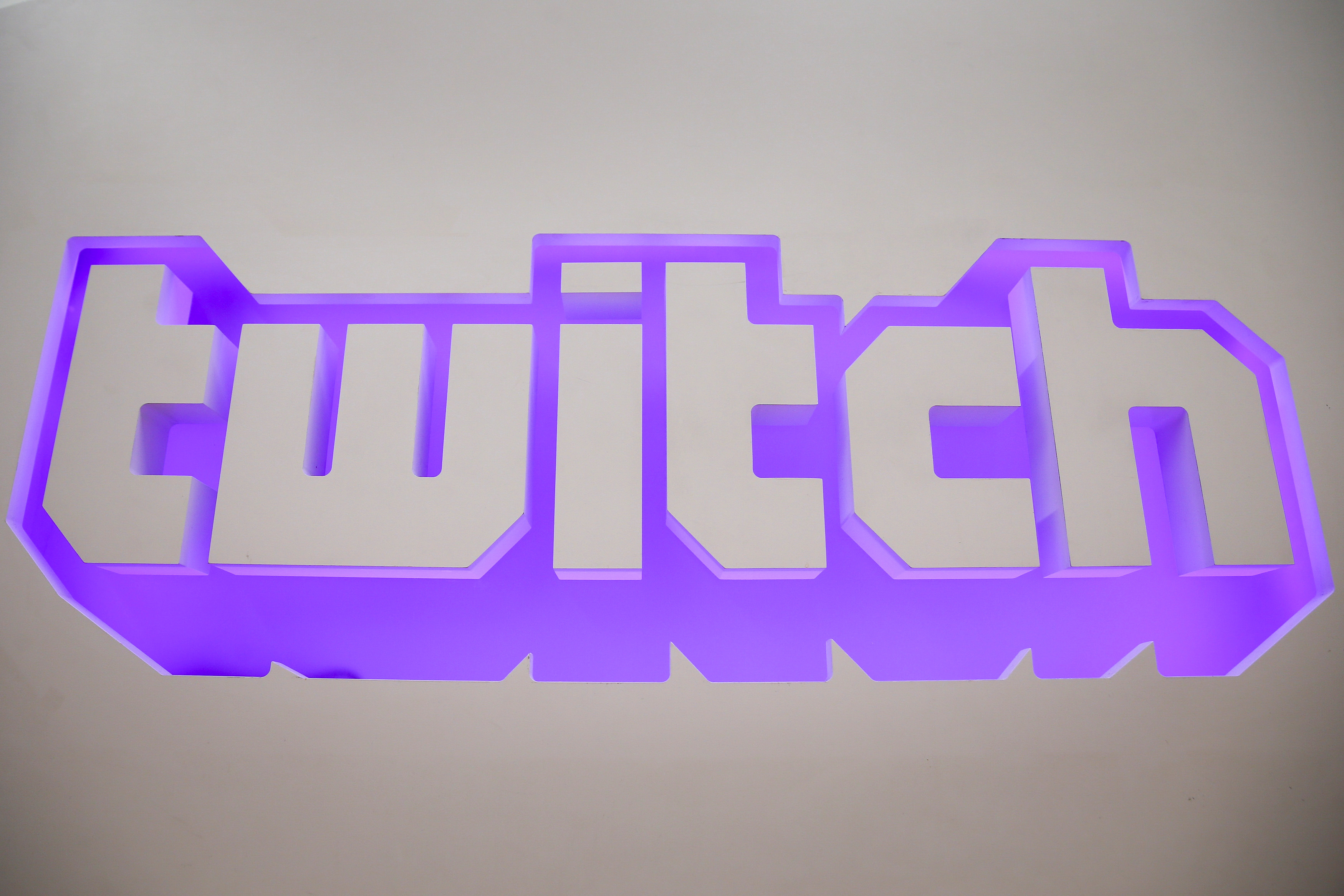The twitch logo is seen at the offices of Twitch Interactive Inc, a social video platform and gaming community owned by Amazon, in San Francisco, California