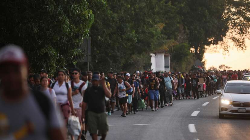 Migrant caravan in Huehuetan