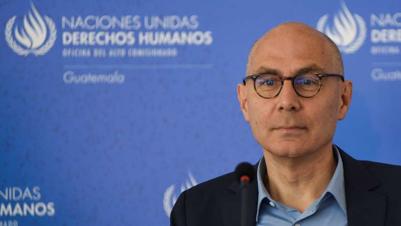 UN High Commissioner for Human Rights Volker Turk holds a press conference in Guatemala City