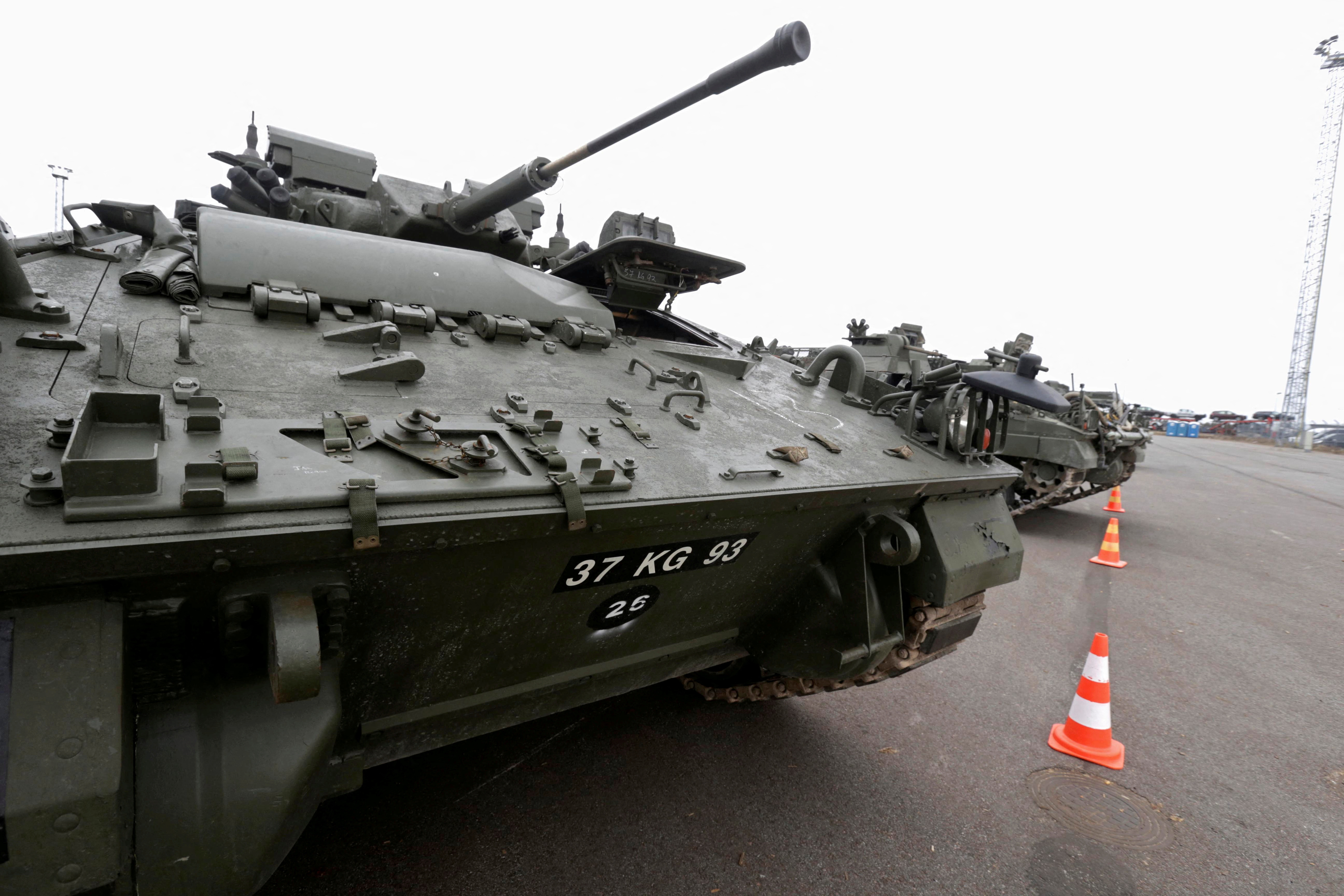 FILE PHOTO: British army Warrior armoured fighting vehicles in Paldiski port