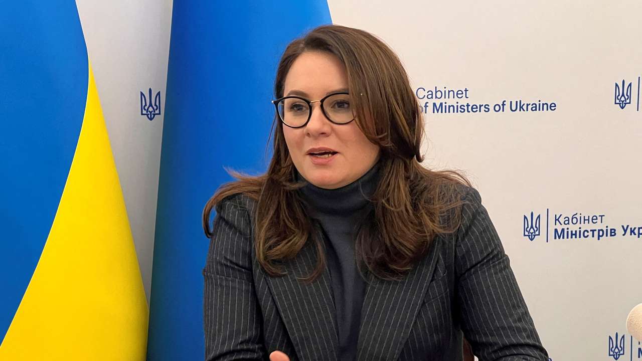 FILE PHOTO: Ukrainian First Deputy Prime and Economy Minister Yulia Svyrydenko speaks with Reuters, amid Russia's invasion of Ukraine, in Kyiv