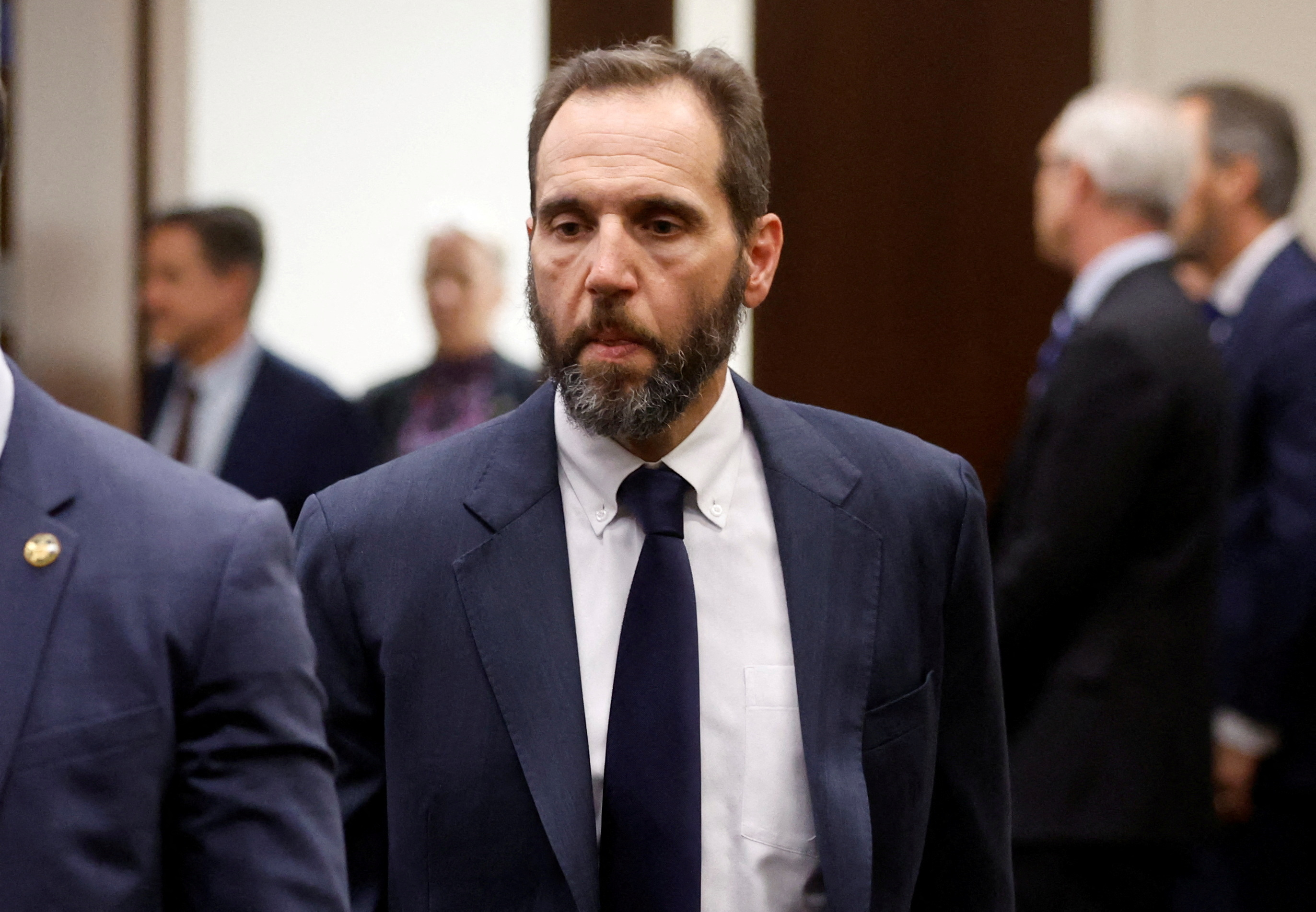 FILE PHOTO: Special Counsel Jack Smith makes a statement to reporters about the federal charges against former President Donald Trump is seen in Washington
