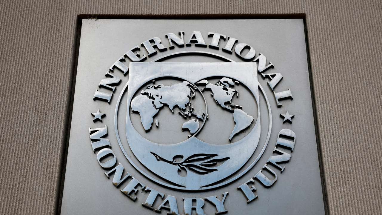 FILE PHOTO: A view of the International Monetary Fund (IMF) logo at its headquarters in Washington, D.C.