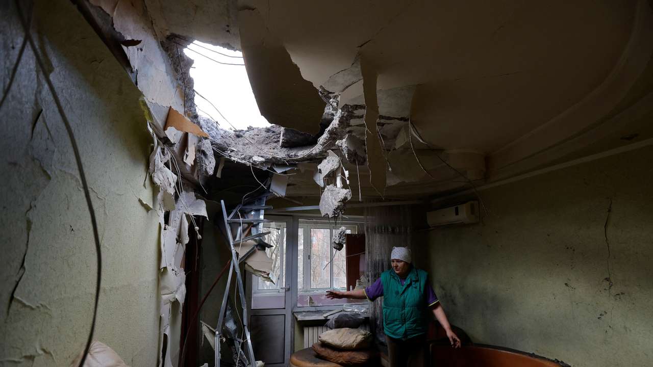 Aftermath of recent shelling in Donetsk