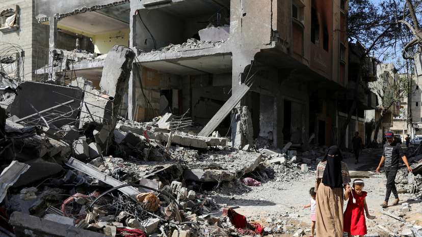 FILE PHOTO: Aftermath of Israeli strikes at the area where Israeli hostages were rescued on Saturday, in Nuseirat refugee camp