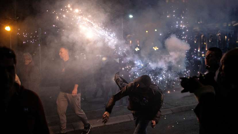 Protest near the Serbian parliament in Belgrade