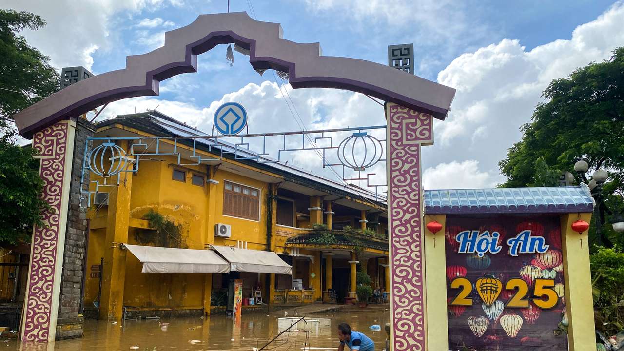 Floods triggered by record levels of rainfall in Hoi An, Vietnam