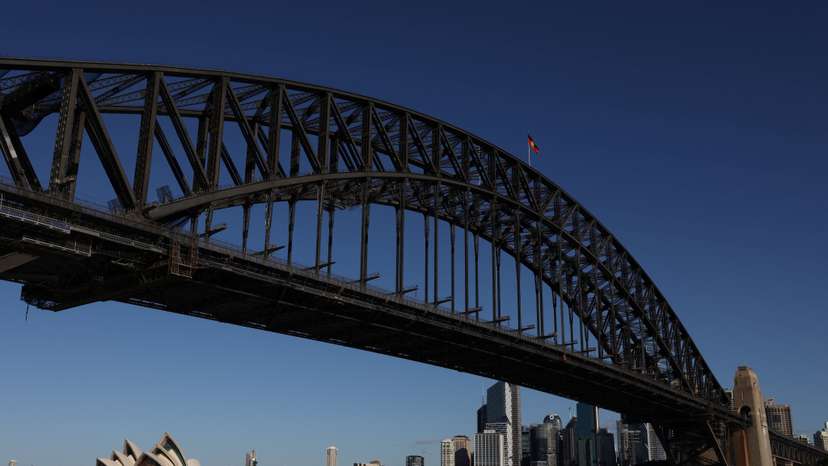 A view of the Sydney Harbour Bridge and the Sydney Opera House in Sydney