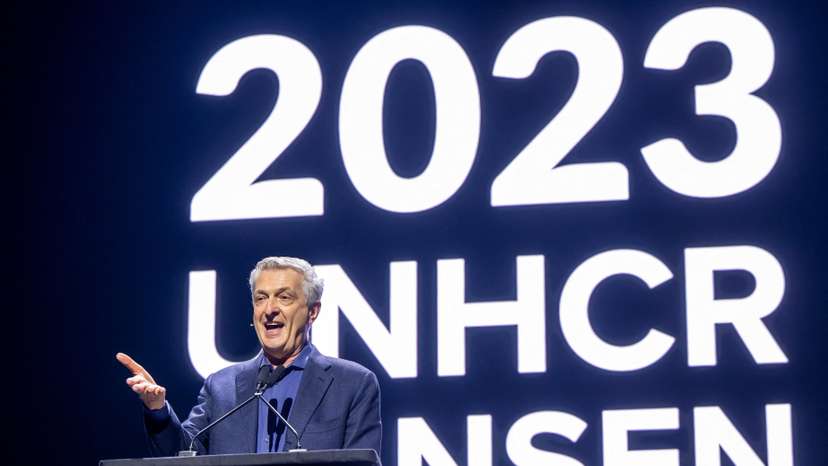 Filippo Grandi, UN High Commissioner for Refugees, speaks during a ceremony in Geneva