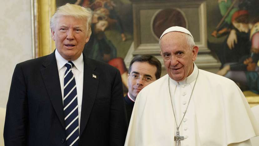 FILE PHOTO: U.S. President Donald Trump and Pope Francis meet at the Vatican