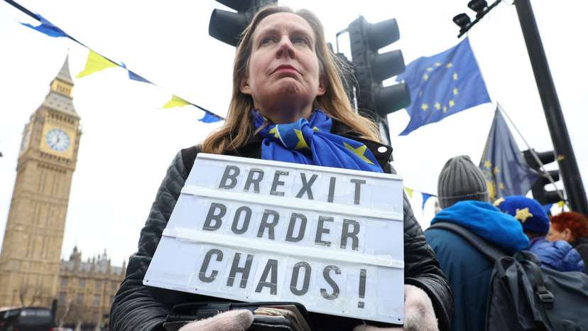 FILE PHOTO: Anti-Brexit protest near Houses of Parliament in London