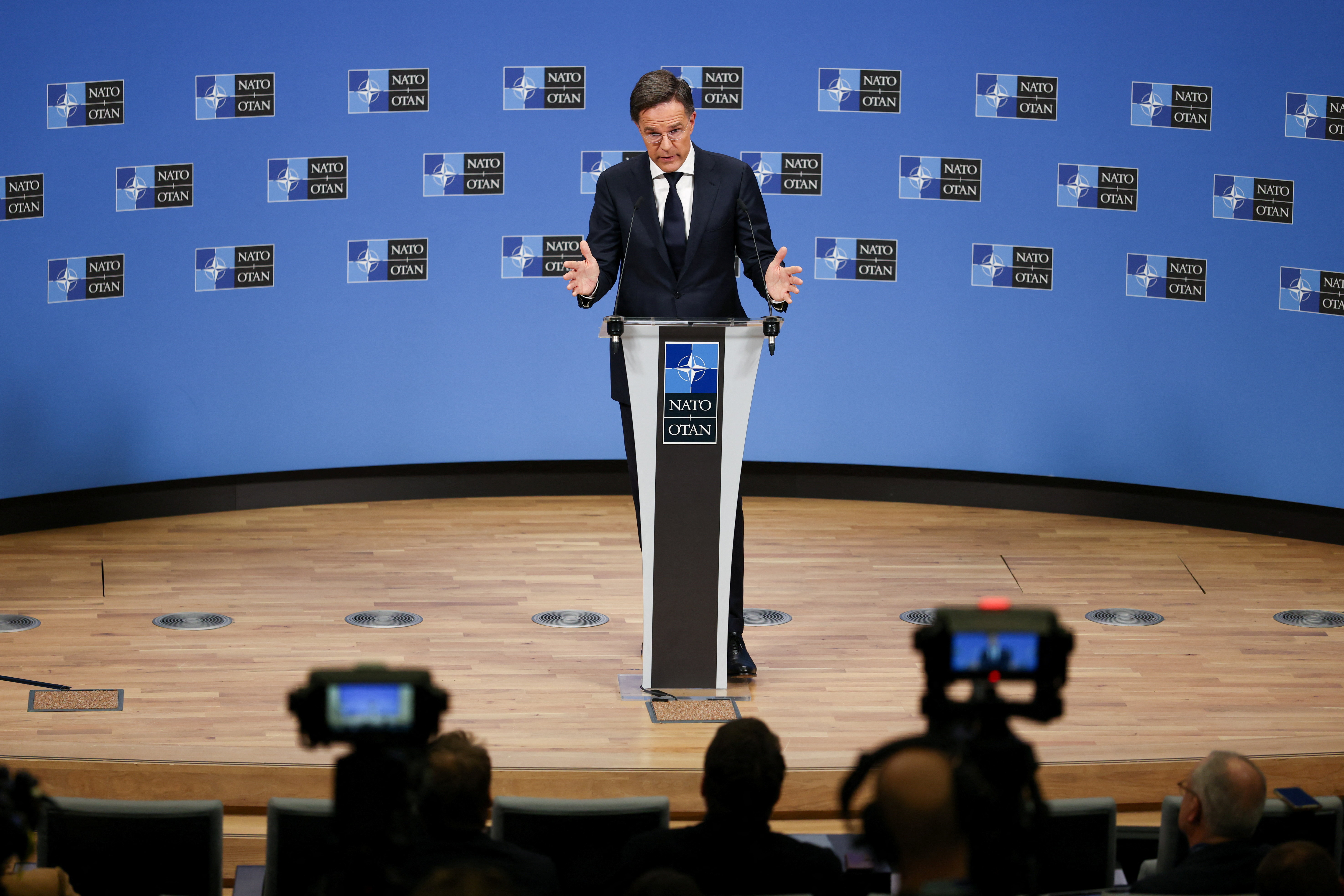 NATO Secretary General Rutte holds press conference in Brussels