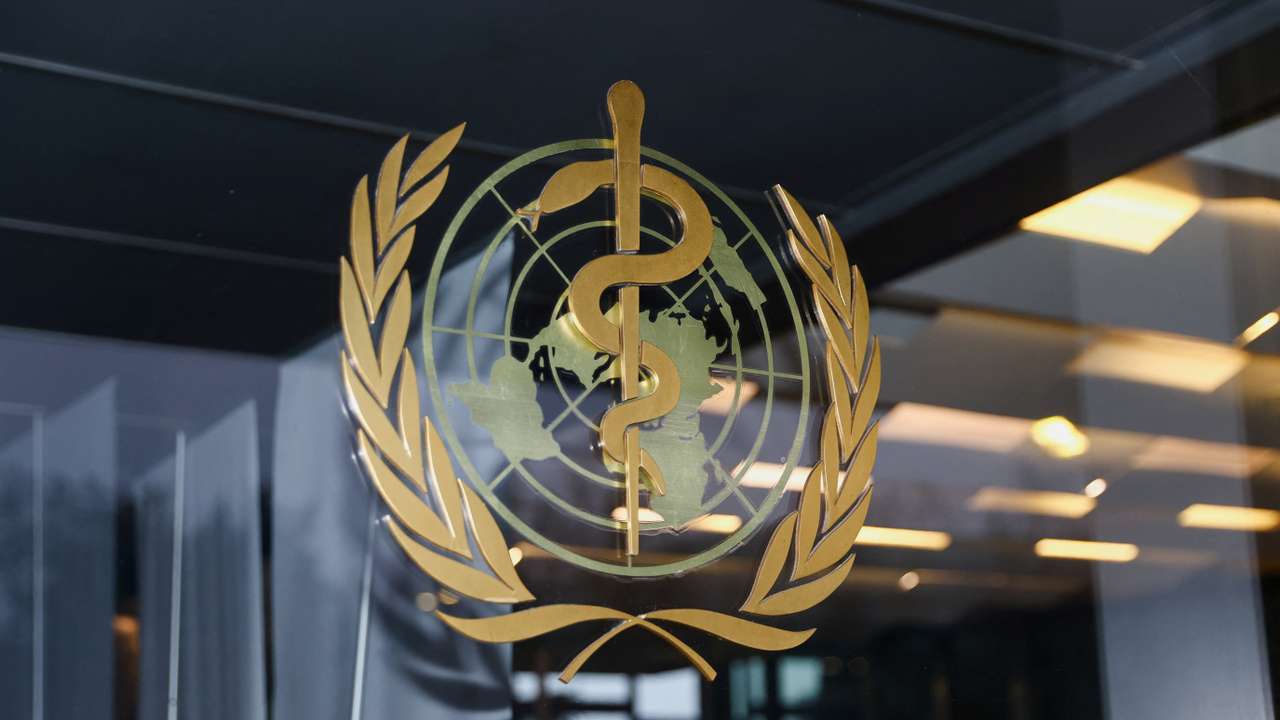 The WHO logo is pictured in Geneva