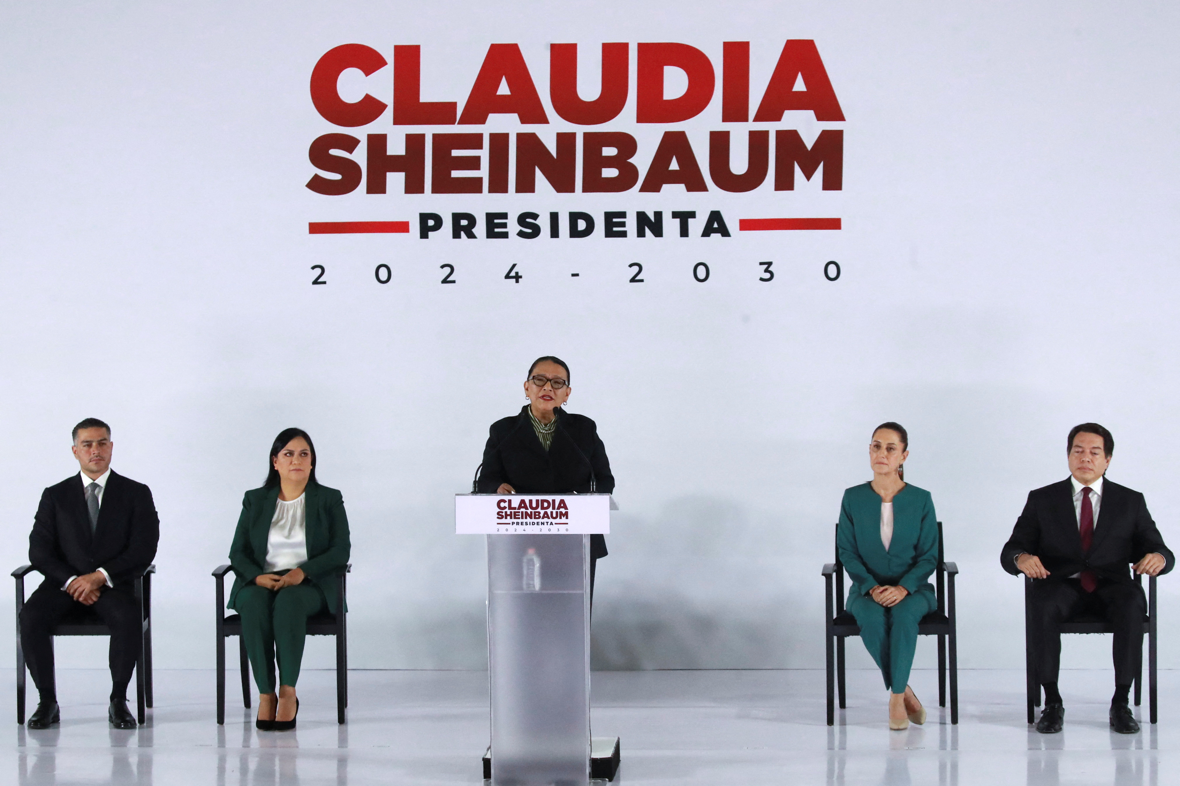 Mexico's president-elect, Claudia Sheinbaum,  presents members of her cabinet, in Mexico City