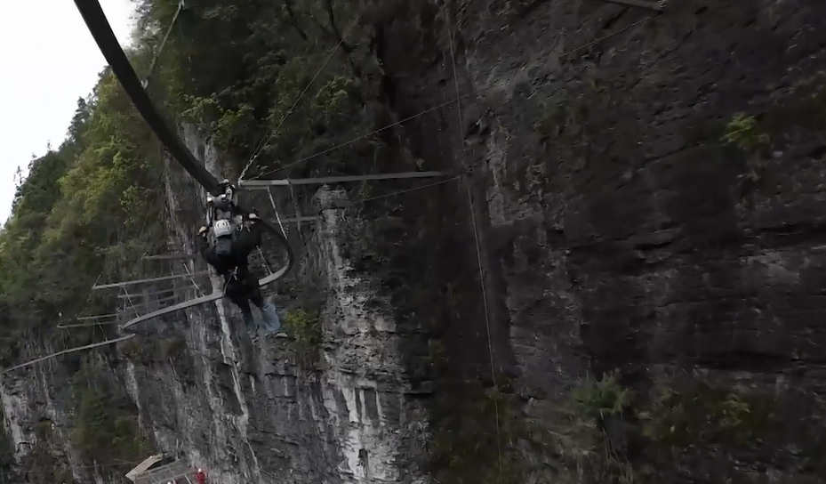 China’s viral sinkhole zip line draws thrill-seekers