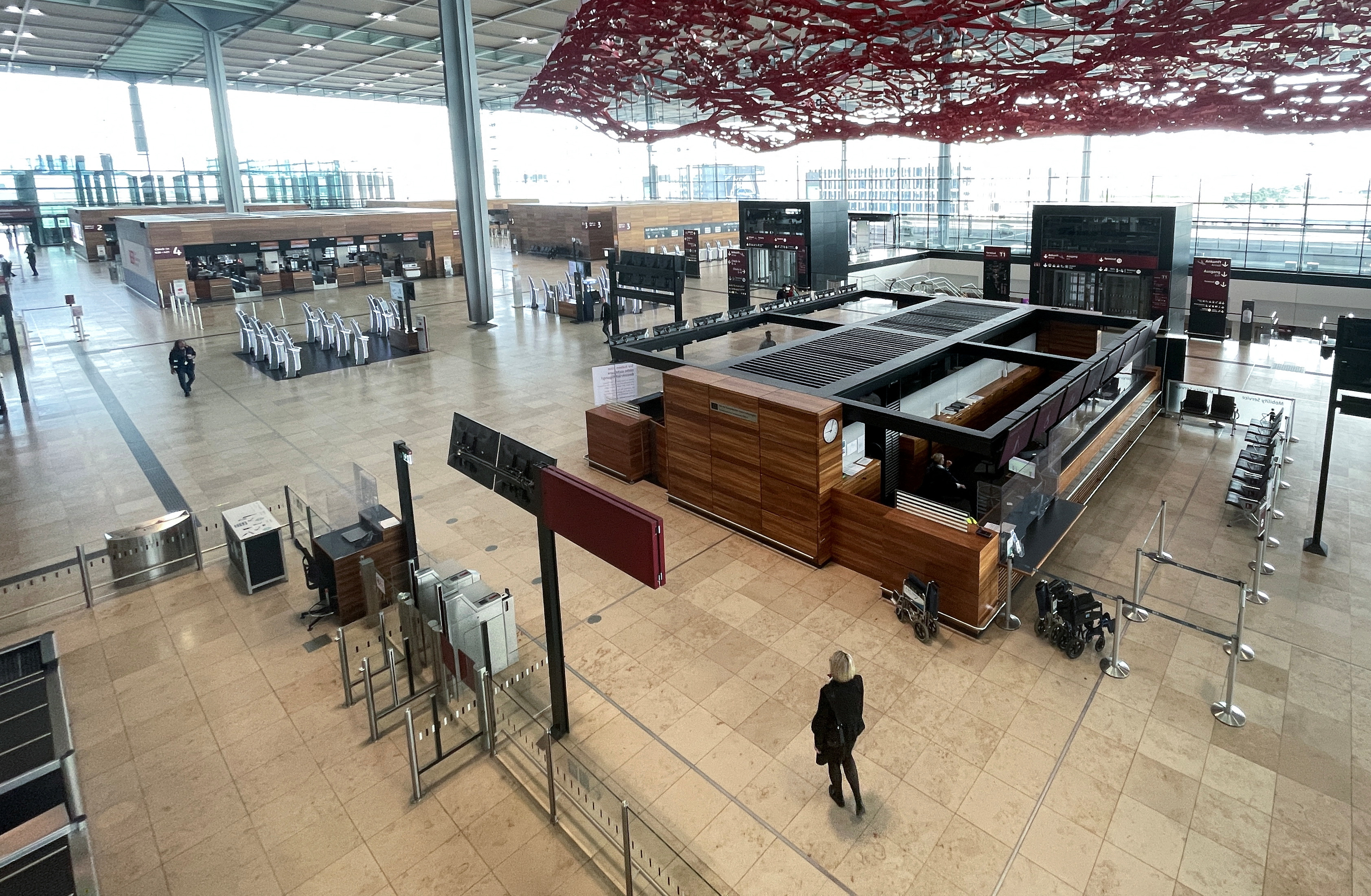 Employees strike over pay demands at the Berlin Brandenburg Airport (BER) in Berlin